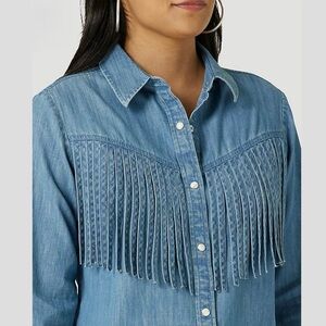 Wrangler Blue Denim Button Down Shirt